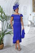 Veromia -  Royal Blue boat neck hi-lo dress
