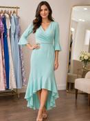 Veromia - V neck dress in Mint with flare sleeve