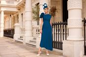 John Charles - Dress with floral detail at shoulder - Teal image