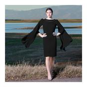 Carmen Melero - round neck - shoulder detail - Black