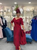 John Charles - Luxe sparkle fabric and tonal crepe dress - Bordeaux image