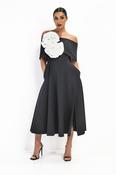 Kevan Jon Kyoto Flare Dress In Black And White