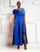 Kevan Jon Kyoto Flare Dress In Cobalt Blue
