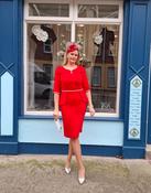 Carmen Melero - Red peplum dress with diamante detail image