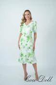 Coco Doll V neck dress - Green pattern
