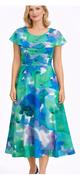 Darling  - round neck A line dress - Green Mix