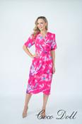 Coco Doll V neck dress - Wrap effect - Pink image