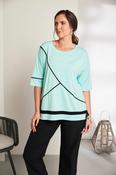 ORA - Longline top with contrast piping - Mint and Black image