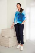 ORA - Straight Leg Pull Up Trouser With Pocket - French Blue
