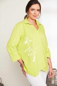ORA - Placement print shirt with angled hemline - Lime image