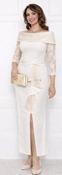Anoola dress with Boat neckline and lace sleeve