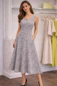 Peruzzi - A line round neck sleeveless dress with zip - Patterned