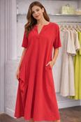 Peruzzi - Short sleeve dress with pockets - Red