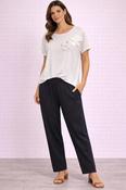 Peruzzi - Round neck top with detachable 3D flowers
