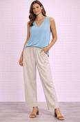 Peruzzi - Wide leg trousers - Ankle length- Elasticated waist - Beige