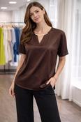Peruzzi - V neck top - Brown satin