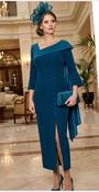 Anoola dress - with split and buttons - Petrol Blue