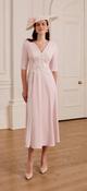 John Charles -V Neck dress with lace  - Petal/Ivory image