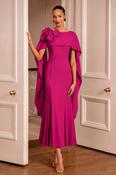 John Charles - Elegant gown with sweeping cape detail - Lipstick image
