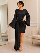 Maisonel - Bell sleeve short dress with round neck - Black image