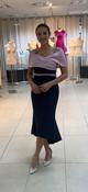 Couture Club - Fitted dress with cape and shoulder detail- Navy/Pink image