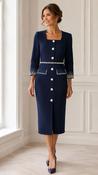 Irresistible - Square neck dress with contrast buttons - Navy image