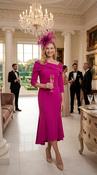 Irresistible - Hi-Lo dress with shoulder detail - Plum pink image