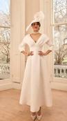 Veni Infantino - Rich honeycombed textured fabric - V Neck flared A-line skirt - Ivory