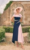 Veni Infantino - Colour block midi dress - flower motif - Navy/Blush
