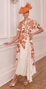 John Charles - Off the shoulder dress with waist ruching - Terracotta/Ecru image