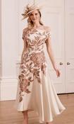 John Charles - Off the shoulder dress with waist ruching -Ecru/Mocha image