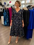 Cassandra  - V Neck wrap effect dress - Navy image