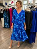 Cassandra  - V Neck wrap effect dress - Blue Mix image