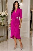 Cassandra  - Wrap effect dress with waist detail - Pink image
