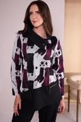 Ora - Print top with contrast cut away collar and hemline