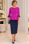 Carmen Melero - Peplum dress - Magenta/Navy