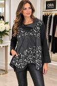 Ora - Cowl neck mix panel top