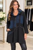 Ora - Collared cardigan with colour block - Blue/Black