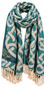 Celtic Traditional Pashmina Scarf – Teal &amp;amp; Cream