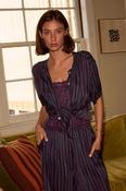 Natalie Martin Short Sleeve Shirt in Mulberry Stripe image