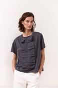 rialto48 Short Sleeve Ruffle Top in Lavendar Grey