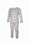 Pastel Candy Stripe, Organic Raglan Sleeve Waffle Cotton Set