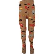 Autumn Kids Organic Tights - Squirrels, Acorns and Leaves on Light Brown image