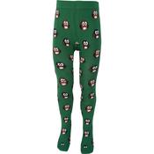 Hoot Kids Organic Tights - Owls on Green