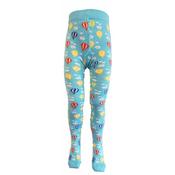Hot Air Balloon Kids Organic Tights - Primary Colours on Sky Blue image