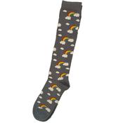 Storm Adult Organic Knee Socks - Rainbow and Clouds on Dark Grey