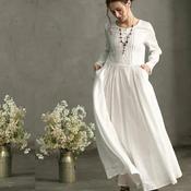 Long white linen dress 2025