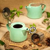 Teapot Ceramic Green 500ml with Stainless Steel Lid &amp; Infuser