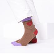 Billybelt Heart Combed Cotton Socks - Brown and Red