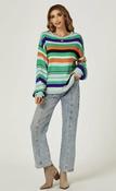 Relaxed Knit Stripe Jumper- Green image
